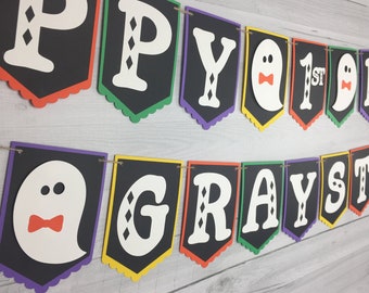 GHOST BOO-thday Banner - Birthday Banner with Name & Age - Ghost Birthday Banner - 1st Birthday - Halloween Party Banner - Boothday Banner