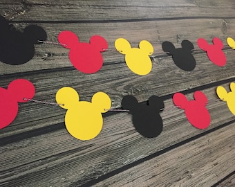 Mickey Garland - Mickey Banner - Mickey Head Garland - Mickey Birthday - Mickey Mouse Party- Twodles Birthday - Mickey Mouse - Choose Colors