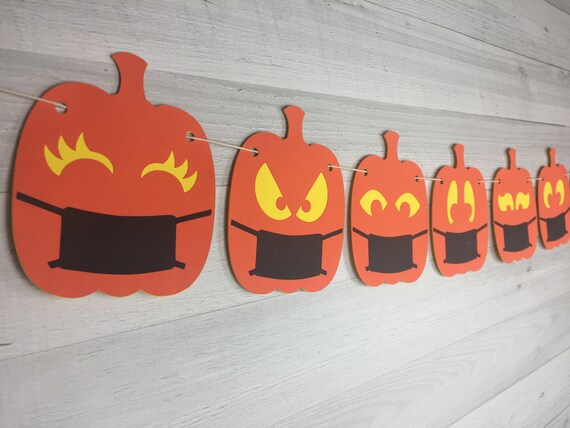 Quarantine Pumpkin Garland - Quarantine Party - Quarantine Halloween - Jack-o-lantern Garland - Pumpkin Party - Halloween Party Decor Il_570xn