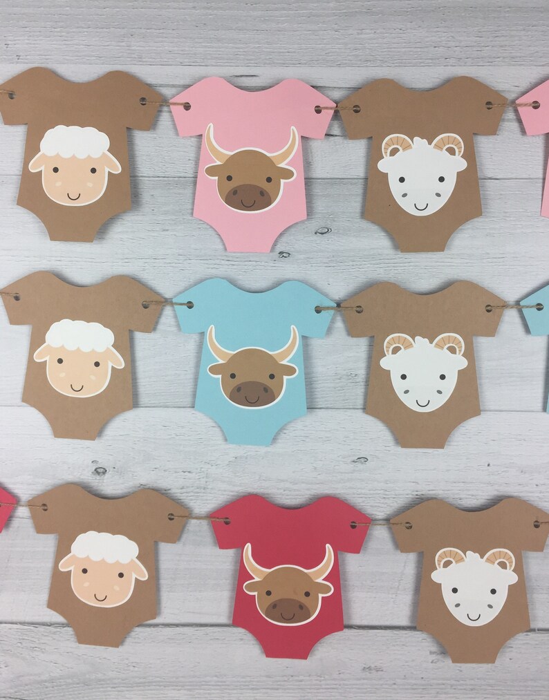 Baby Farm Animals Onesie Garland Farm Baby Shower Barn Etsy