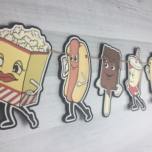 Vintage Movie Concessions Garland - Go to the Lobby - 1950&#39;s Movie Treats- Singing Concessions Garland - Movie Birthday - Movie Snack Banner
