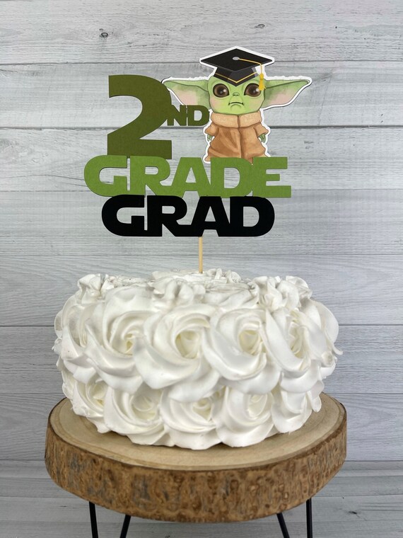 The Child Graduation Topper - CHOOSE GRADE - Baby Alien Grad Cake Topper - Graduation Party - Grad Cake Topper - The Child Graduation Party Il_570xn
