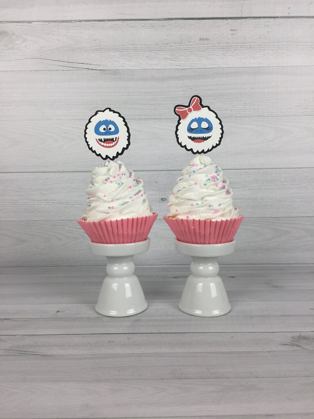 Yeti Cupcake Toppers yeti Gender Reveal Shower boy Yeti girl Yeti