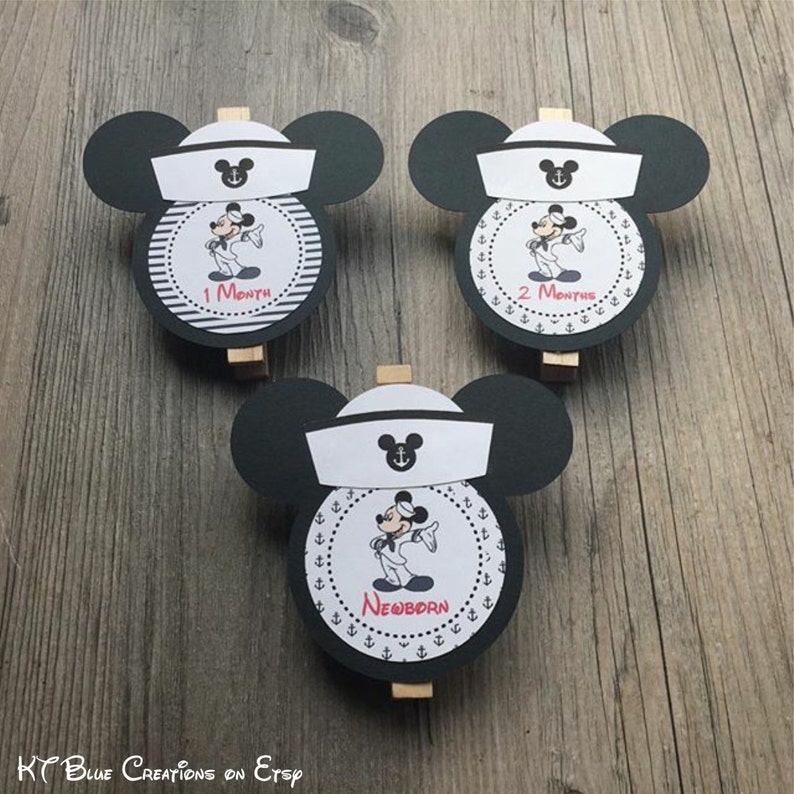 Mickey Mouse Sailor First Year Photo Clips First Year Banner Nautical Mickey Theme Sailor Mickey Banner Mickey Photo Banner