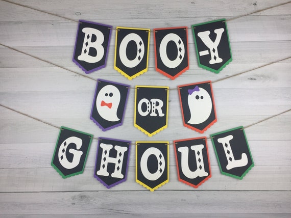 BOO-Y or GHOUL Banner - Halloween Gender Reveal Baby Shower - Ghost Gender Reveal - Boy Or Girl Banner - Baby Shower Banner -He or She Party Il_570xn