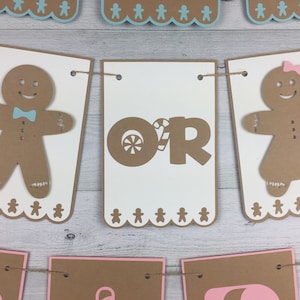 GINGERBREAD Boy or Girl Banner Christmas Baby Shower Gingerbread Gender Reveal Winter Gender Reveal Baby Shower Banner He or She Party image 5