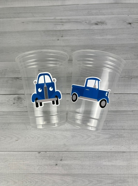 Blue Truck Party Cups - Farm Truck Party Cups - Truck Birthday - Farm Truck Baby Shower - Disposable Plastic Cups - Blue Truck Birthday Il_570xn