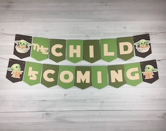 Baby Alien Baby Shower Banner - The Child Is Coming Banner - The Child Baby Shower - Baby Shower Decor - Space Wars Baby Shower -Alien Child