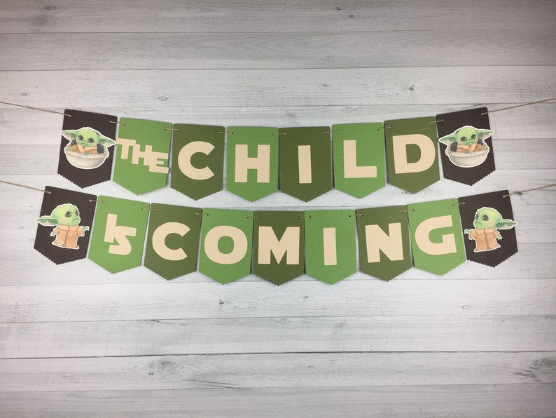 Baby Alien Baby Shower Banner The Child Is Coming Banner The Child Baby Shower Baby Shower Decor Space Wars Baby Shower Alien Child image 1