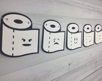 Toilet Paper Garland - Funny Bathroom Humor Birthday - Over The Hill - Prank Birthday Banner - Toilet Paper Banner - Jokester Party - 6 ft