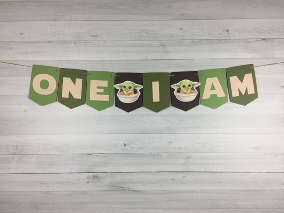 Baby Alien Child Age Banner - One I Am - Two I Am - Choose AGE - The Child Birthday - Highchair banner - The Child Age Banner - Space Wars Il_570xn