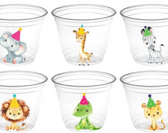 Wild Animal Party Cups - 9oz cups - Safari Jungle Animals - Jungle Snack Cups - Favor Cups - Treat Cups - Safari Party Animals - Baby Shower