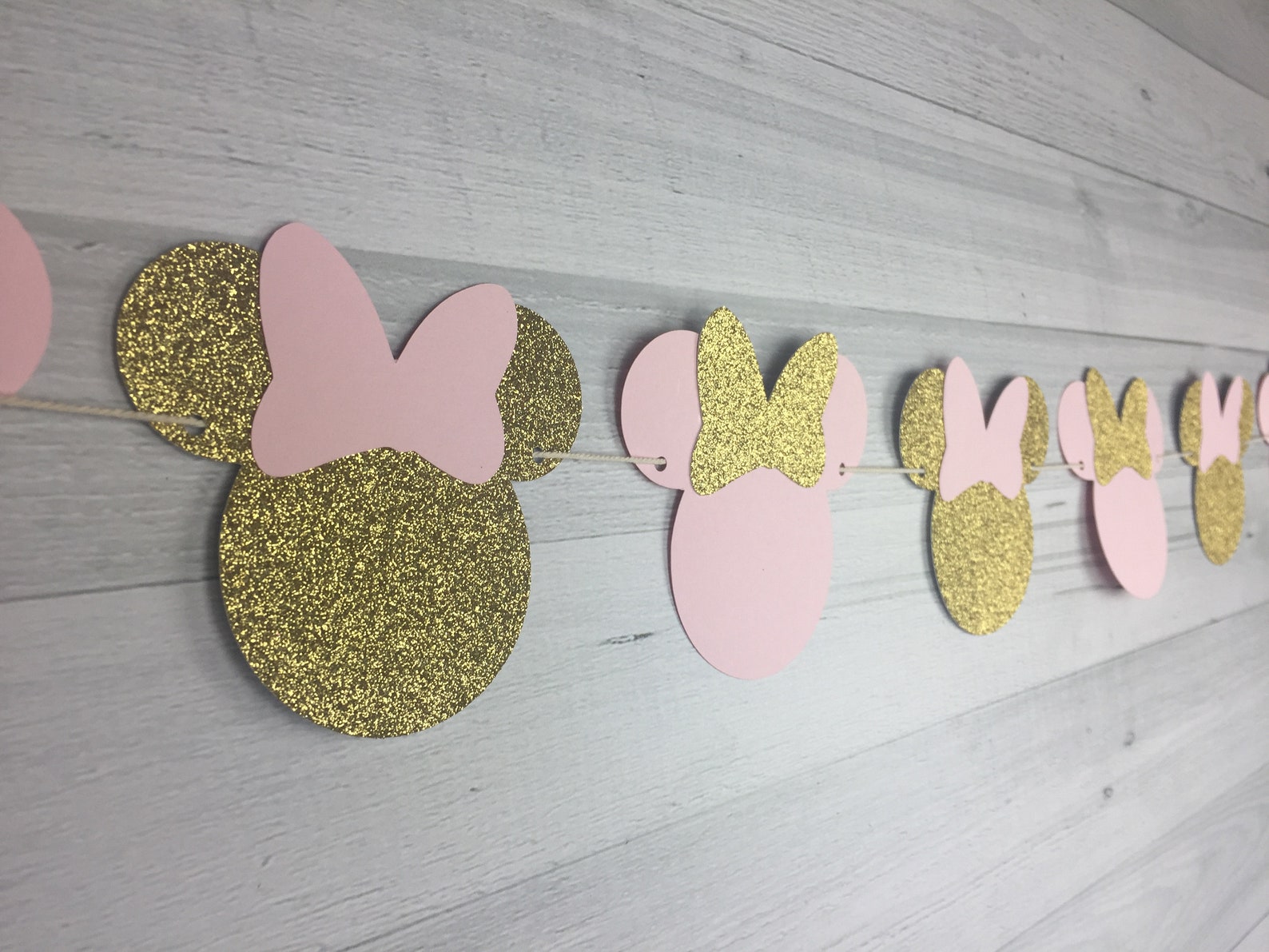 Pink & Gold Glitter Minnie Mouse Garland Minnie Mouse Etsy