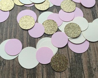 Light Pink/Ivory/Gold Confetti Mix - Circle Confetti - Birthdays - Bridal Showers - Baby Showers - Wedding - Table Confetti, Party Decor