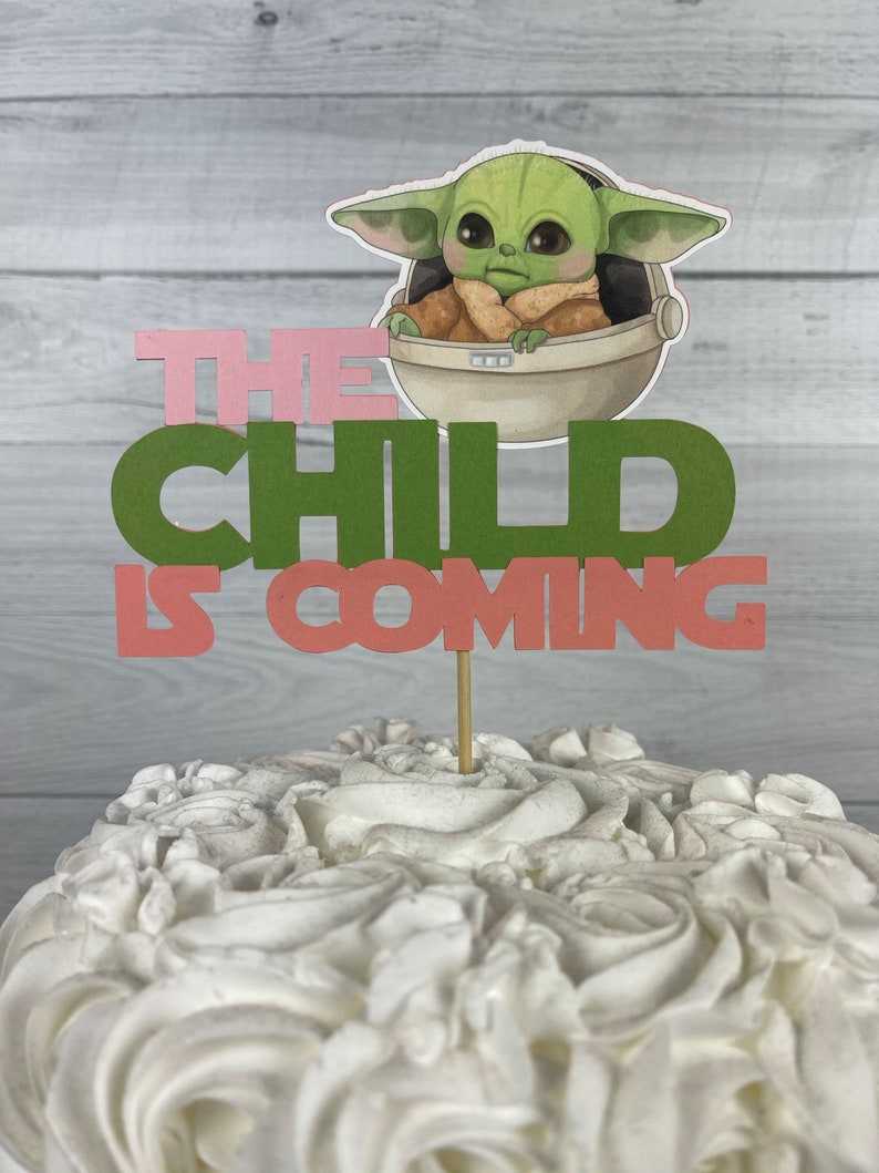 The Child Is Coming Girl Cake Topper Baby Alien Child Baby Shower The Child Cake Topper Baby Shower Cake Topper The Child Baby Shower image 4