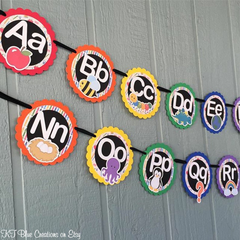 alphabet banner a to z uppercase lowercase letters baby