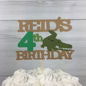 Reptile Birthday Cake Topper - Alligator Cake Topper with Name & Age - Reptile Birthday - Custom Cake Topper - Choose Colors - Reptile Party