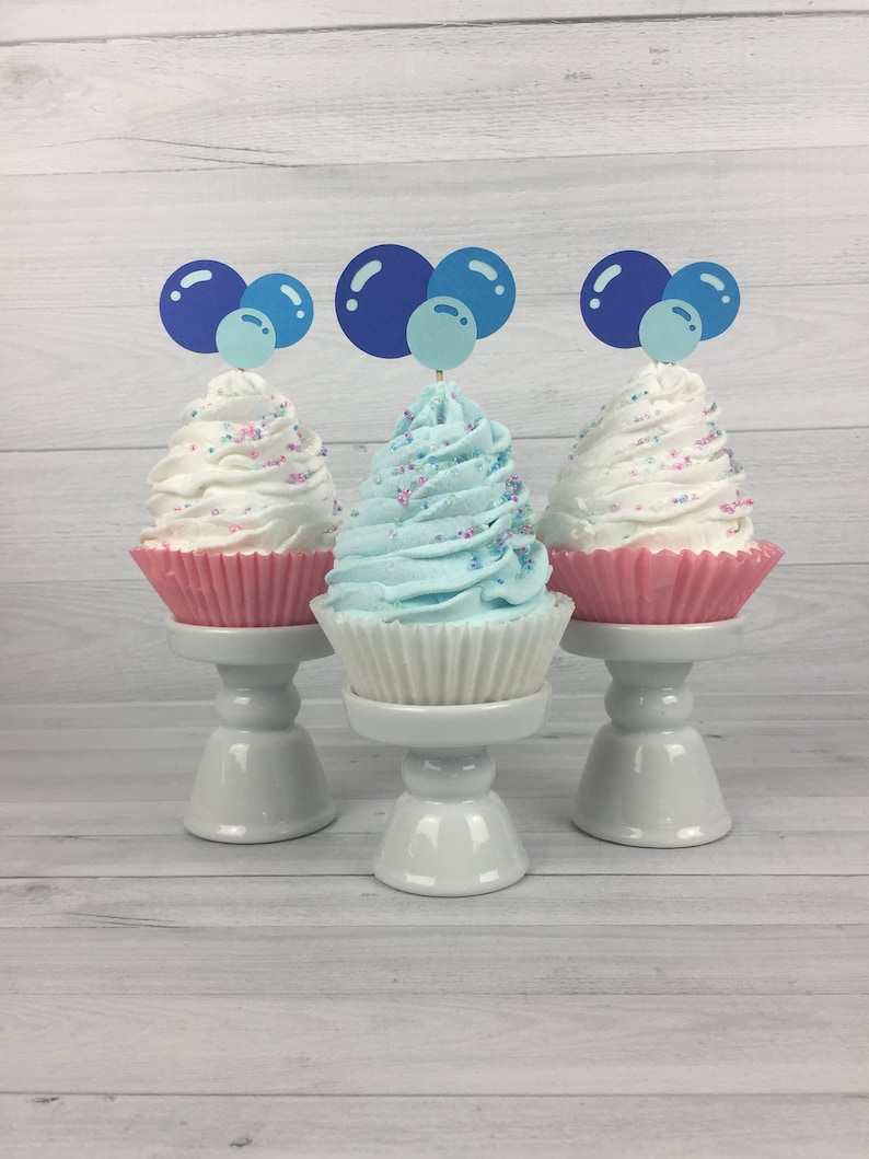 Bubbles Cupcake Toppers Bubble Birthday Boy Bubble Party Ocean Bubbles Bubble Toppers Bubble Party Decor Choose Your Colors image 1