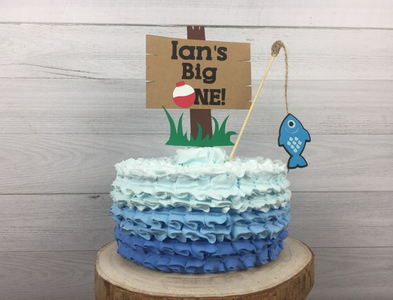 The BIG ONE Cake Topper - Personalized Cake Topper - Fishing 1st Birthday - The Big One - Fish Cake Topper - Fishing Birthday Decorations Il_570xn