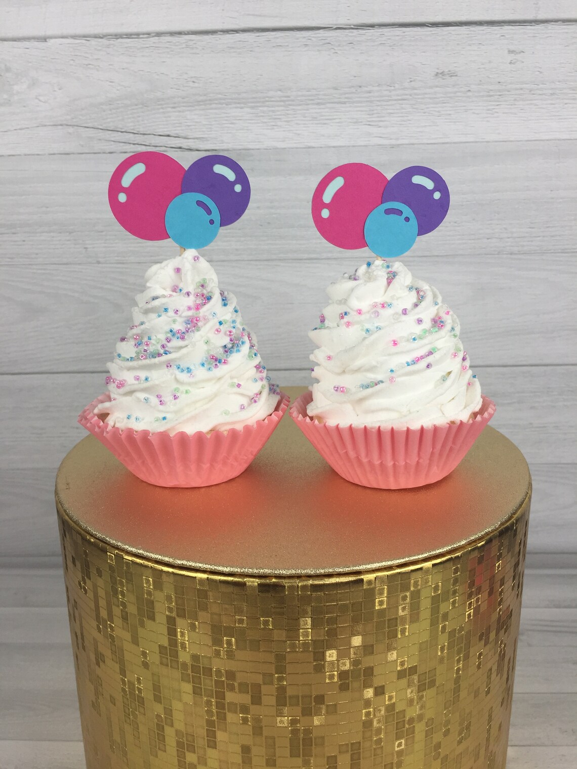 Bubbles Cupcake Toppers Bubble Birthday Girl Bubble Party Etsy