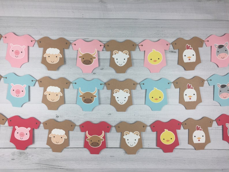 Baby Farm Animals Onesie Garland Farm Baby Shower Barn Etsy
