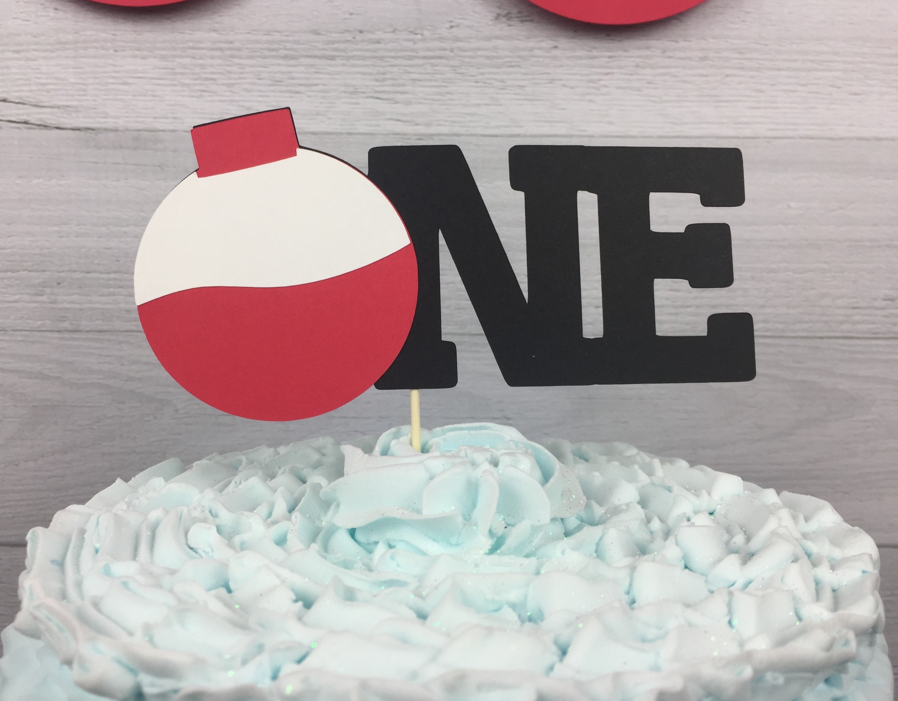 ONE Fishing Cake Topper Fishing Cake Topper Fishing Bobber Etsy