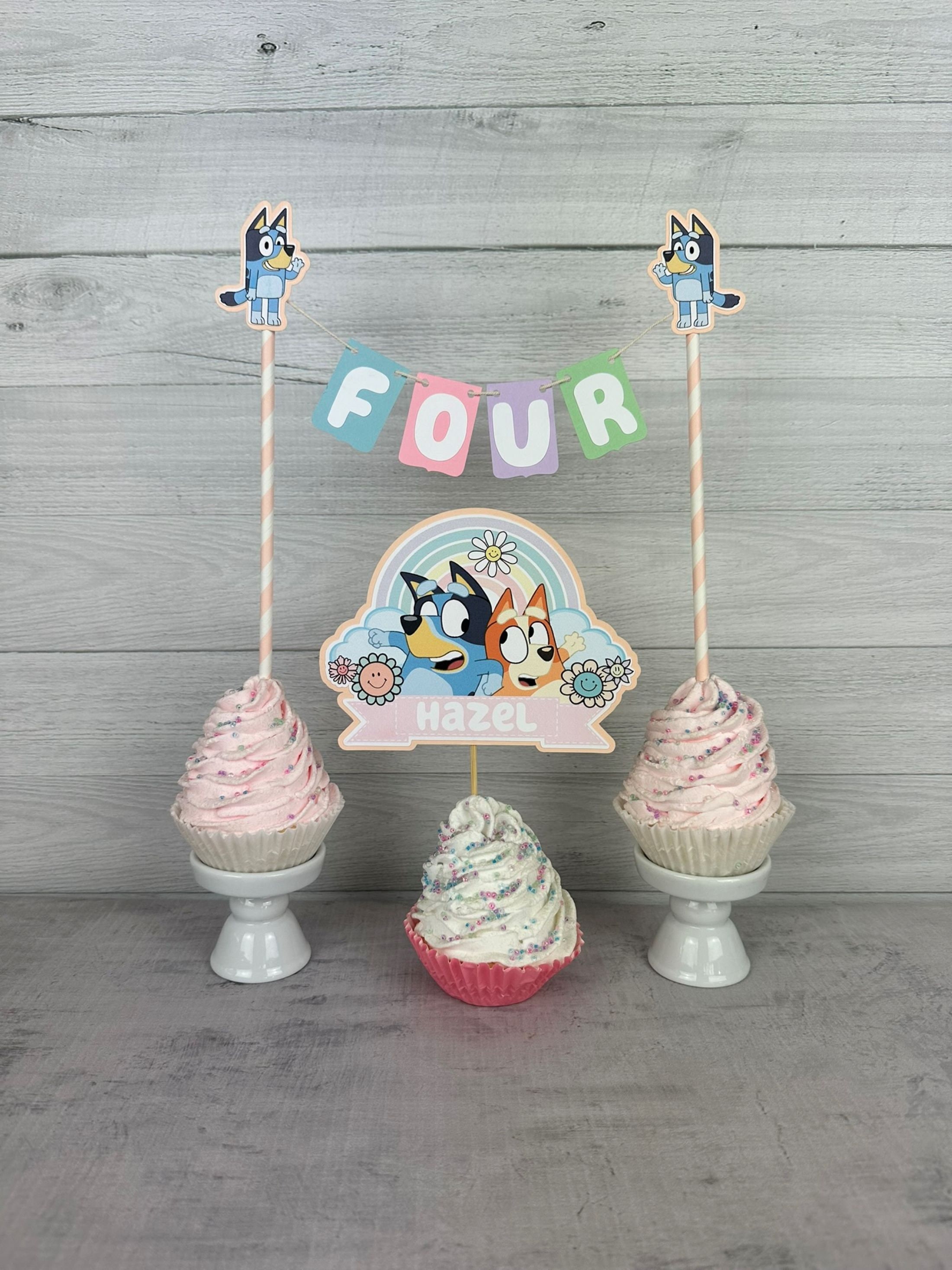 Girly Blue Dog Cake Topper