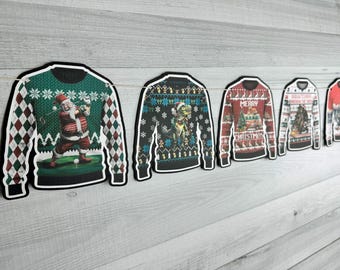 Ugly Christmas Sweater Garland - Tacky Sweater Party - Funny Christmas Banner - Let's Get Ugly Holiday Party -Ugly Sweaters Holiday Garland