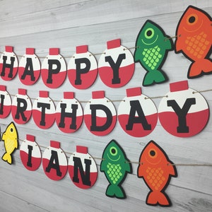 FISHING Birthday Banner Personalized Banner Fishing 1st Birthday The Big One Rainbow Fish Party Fishing Bobber Birthday Banner image 8