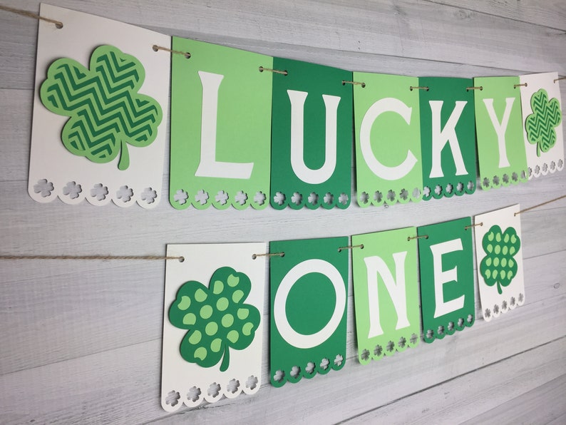 LUCKY ONE Banner Two Lucky Banner Clover Birthday Banner Lucky One Birthday Two Lucky Party Decor Shamrock Banner St. Patrick's image 2