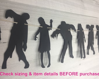 Zombie Garland - Zombie Banner - Halloween Zombies - Halloween Party - Walking Dead Party - Zombie Birthday - Halloween Garland