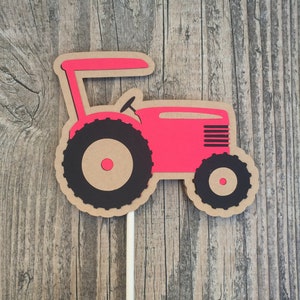 RED Tractor Centerpieces Set of 3 DOUBLE-SIDED Tractor Birthday Party Tractor Party Decor Rustic Farm Party Farm Centerpieces image 4