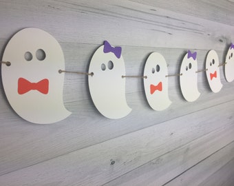 Ghost Gender Reveal Garland - Boo-y Or Ghoul Shower - Gender Reveal Baby Shower - Baby Shower Garland - Halloween Gender Reveal Shower Decor