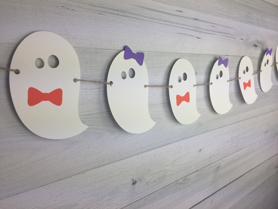 Ghost Gender Reveal Garland - Boo-y Or Ghoul Shower - Gender Reveal Baby Shower - Baby Shower Garland - Halloween Gender Reveal Shower Decor Il_570xn