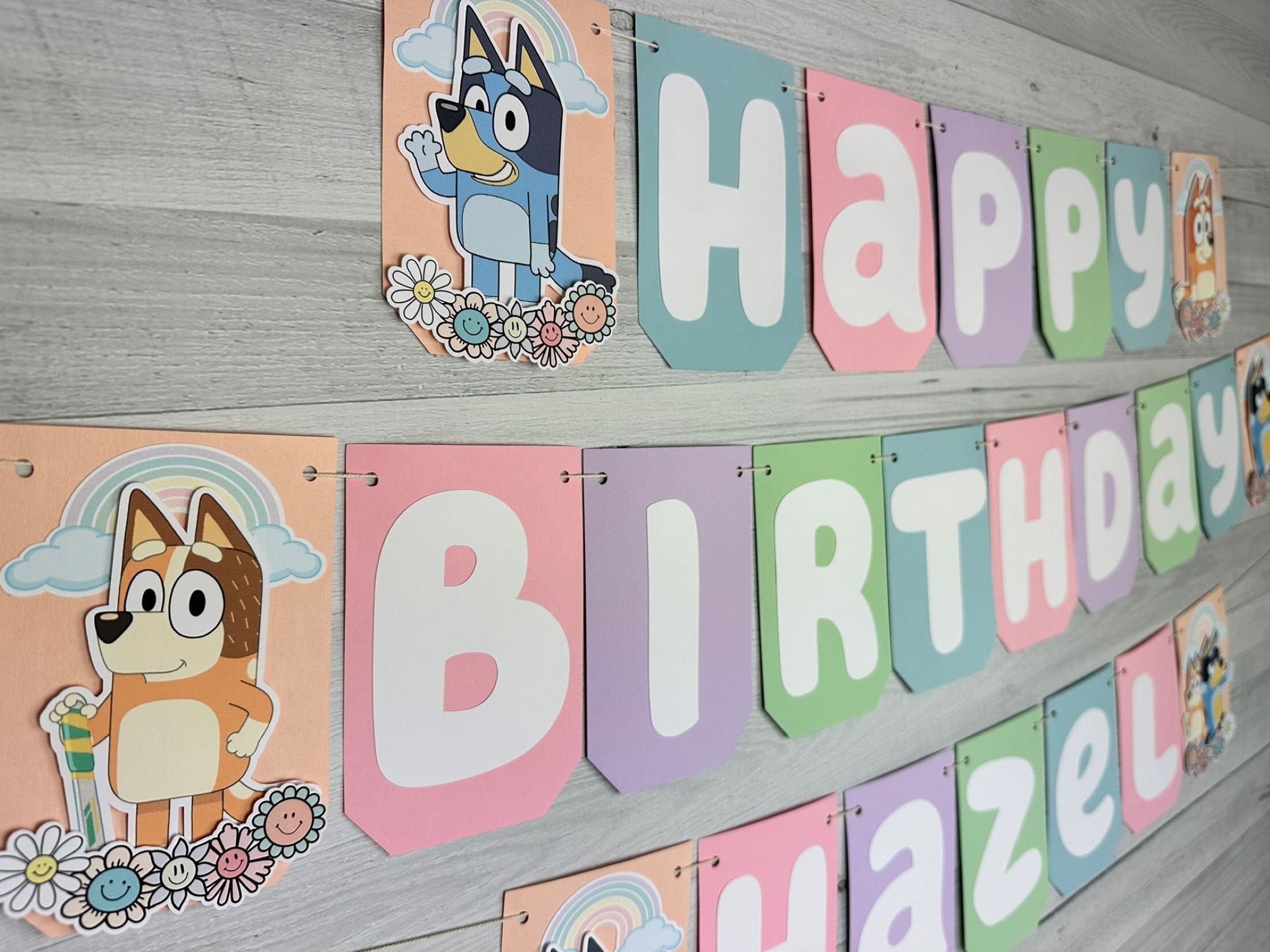Girly Blue Dog Birthday Banner – Pastel Puppy Party Decor