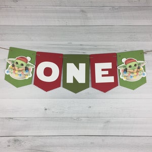 Christmas Baby Alien Child Highchair Banner One Banner Two Banner The Child Birthday Baby Alien Birthday Age High Chair Banner image 5