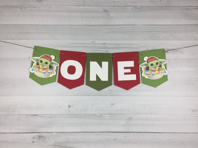 Christmas Baby Alien Child Highchair Banner One Banner Two Banner The Child Birthday Baby Alien Birthday Age High Chair Banner image 5