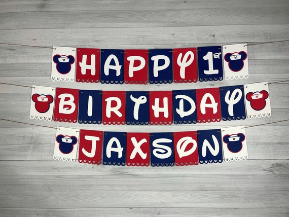 Sailor Mickey Birthday Banner - Nautical Mickey Mouse - Sailor Mickey Party - Personalized Custom Banner - Mickey Sailor Party - Nautical Il_570xn