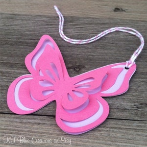 Butterfly Thank You Tags, Favor tags, Gift tags Pink & Lavender Personalized baby shower, birthday set of 8 tags image 3