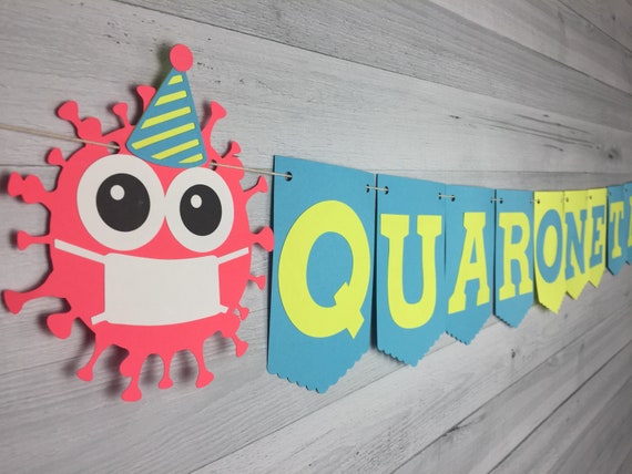 Neon QuarONEtine Banner - Quarantine Birthday - Birthday in Quarantine- Quarantine Party - Virus Banner - QuaranTEEN - QuaranTEN - QuaranTWO Il_570xn