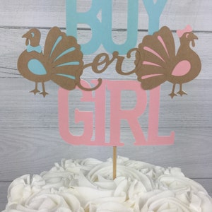 TURKEY Gender Reveal Cake Topper - Gender Reveal Cake Topper - Little Turkey Baby Shower - Boy or Girl Cake Topper - Gender Reveal Shower bild 4
