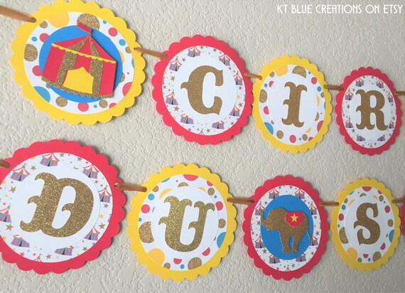 Circus Birthday Banner Glitter Circus Banner Birthday Banner
