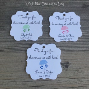 Baby Shower Favor Tags - Umbrella Tags - Baby Sprinkle - Gender Reveal Baby Shower - Sprinkle Shower - Favor Tags, Gift Tags, Thank You Tags