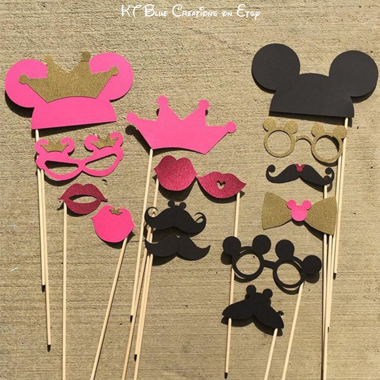 Mickey Minnie Glitter Photo Props Hot Pink Gold Black Etsy