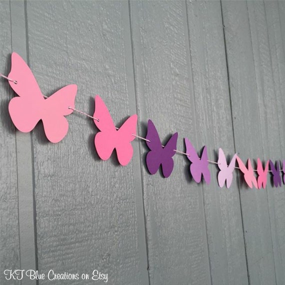 Butterfly Garland - Butterfly Birthday Banner - Butterfly Shower - Butterfly Party Decor - Butterfly Bunting Banner - Pink & Purple Banner Il_570xn