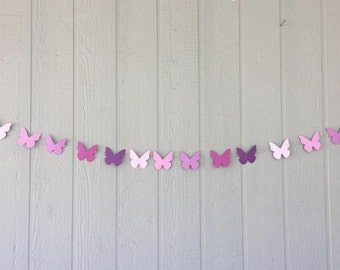 Butterfly Garland - Butterfly Banner - Butterfly Birthday - Butterfly Party Decorations - Purple Butterfly Banner - Butterfly Kisses Garland