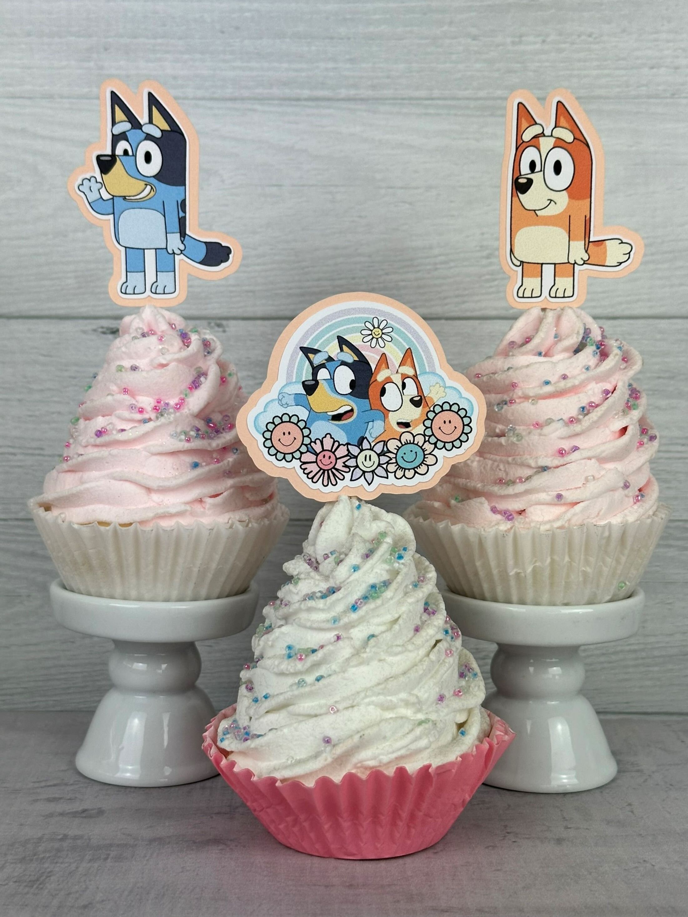 Girly Blue Dog Cupcake Toppers