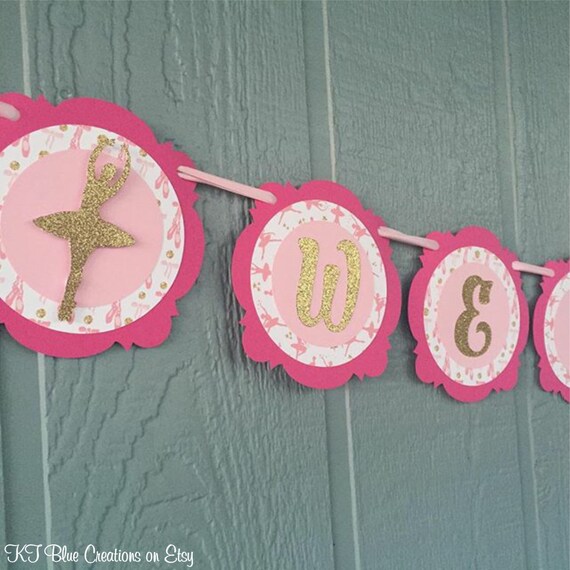 Ballerina Banner - Welcome NAME Banner - Ballerina Baby Shower - Ballet Party Decor - Pink/Gold Party - Personalized Banner - Ballet Baby Il_570xn