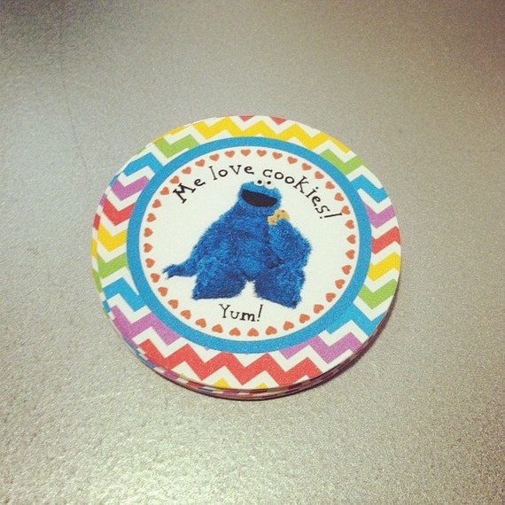 Set of 20 - Monster & Cookie Stickers- 1.75" - Invite seals, thank you notes, cookie bags, favor bags - Birthdays, Events Il_570xn