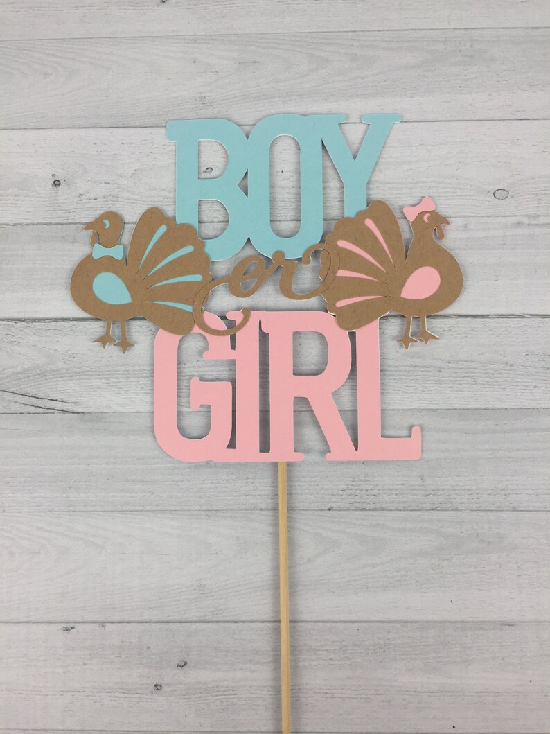 TURKEY Gender Reveal Cake Topper - Gender Reveal Cake Topper - Little Turkey Baby Shower - Boy or Girl Cake Topper - Gender Reveal Shower bild 3